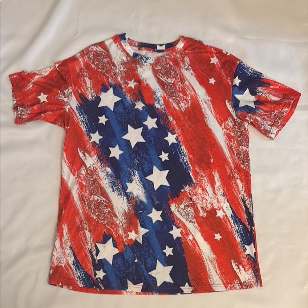 Patriotic Star Print T-Shirt Men Size Medium NWOT